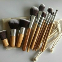 Jual ORI WOODEN KABUKI SET 11PC MAKEUP BRUSH/ KUAS MAKEUP MURAH Murah