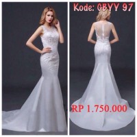 gaun pengantin marmaid putih baju pengantin murah wedding gown import