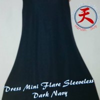 Jual Baju Terusan/Midi Flare Dress Simple sleeveless Biru Gelap Import Murah