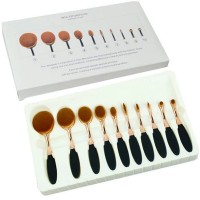 Jual Oval Makeup Brush 10pcs Set Kemasan Box - Kuas Kualitas Premium Murah