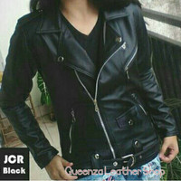 Jual Jaket Semi Kulit Sintetis Ramones Rock N Roll Cewek/Wanita/Women Murah