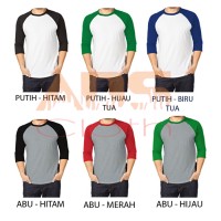 kaos lengan beda warna / tshirt raglan polos murah
