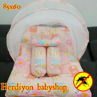 set kasur bayi kelambu lipat/bantal guling/baju bayi/popok/selim SCEM