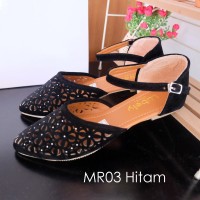 Black Flat Shoes Gelang Kulit Laser beludru Sepatu Wanita Hitam Casual