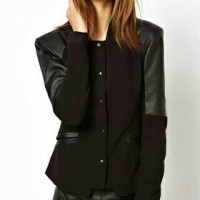Jual jaket semi kulit wanita kombinasi fleece/jaket berkualitas/jaket keren Murah