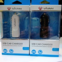 Jual cas mobil dual 2 output VIVAN car charger Input 12-24V 800mAh Murah