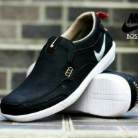 Sepatu casual pria Nike Boston slip on (warna hitam, coklat & cream)