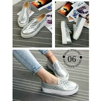 sandal sepatu wanita flat 2cm silfer