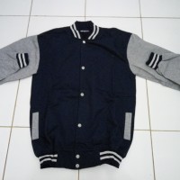 Jual jaket baseball varsity hitam lengan abu Murah