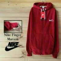 Jaket Sweater Hoodie Jaket Nike Finger CR7 warna Maroon