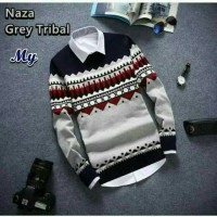 Jual Sweater pria Terlaris Rajut Naza gray tribal Keren murah Murah