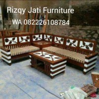 Jual Kursi tamu sudut jati minimalis+ sofa Murah