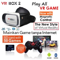 Jual VR Box 2 +T3+V02 - w/ Magnetic Button, Google Cardboard glasses Murah