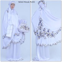 Jual mukena sutra yoryu merak putih Murah