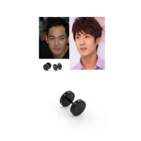 Anting Cowok Stud Bulat Hitam Ear Piercing Round Black