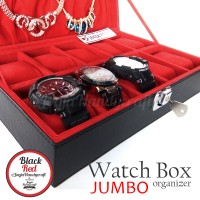 Jual Exclusive Watch Box With Lock | Kotak Tempat Jam Tangan Hitam Merah Murah