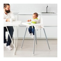 Jual IKEA ANTILOP Kursi makan anak dengan baki, warna perak Murah
