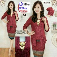Setelan kebaya wanita bordir marron