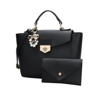 TAS HANDBAG IMPORT WANITA BLACK SELEMPANG 2 IN 1 JALAN KANTOR KERJA PU