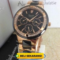 Jam tangan Wanita Alexandre christie 2299 Rose gold hitam orig Limited