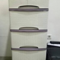 Jual lemari pakaian murah 5 susun motif rotan (putih) Murah
