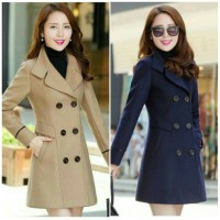 Jual jaket mantel baju hangat coat murah wanita korea JESSIE Cream & navy Murah