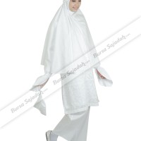 Stelan Busana Wanita Muslim Jilbab Warna Putih - Ihrom Latifah Sykava