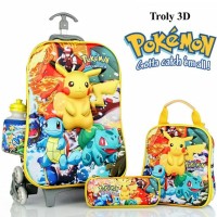 Jual Tas Trolley Anak Pokemon 3D 4in1 Set Murah