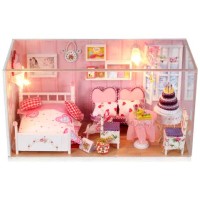 Jual Dollhouse DIY Kamar Pengantin Plus Lampu LED & Akrilik 21x10x12cm OL Murah