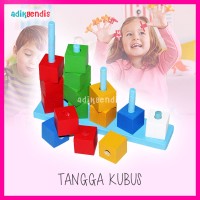 Jual Kubus susun warna Mainan Edukasi Edukatif Balok Puzzle Kayu Anak Murah