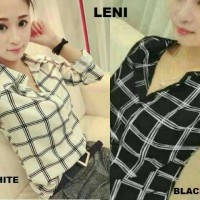 Jual Kemeja wanita Leni Kotak Hitam n Putih Murah