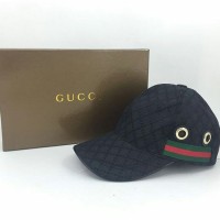 JUAL TOPI GUCCI HITAM 2 ROW POLOS MIRROR QUALITY