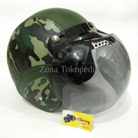 Helm Retro Kaca Bogo Asli Classy Warna Loreng Lumut Diskon Terla