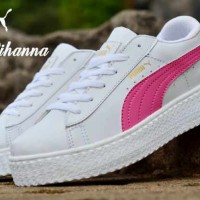SEPATU NYAMAN DIPAKAI PUMA RIHANA SPORTY WANITA PUTIH LIST PINK