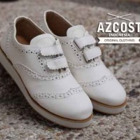 Sepatu Wanita Flat Shoes ORIGINAL AZCOST Wingtip Slipon White
