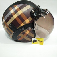 Jual Helm Retro Kaca Bogo Asli Classy Warna Burbery Coklat Muda Diskon Murah