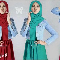 Maxi jaket hijab jeans wash spandek sis fitri hijab (ma Fashion Modis