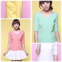 Jual VIOLA LOW BACK VNECK TOP KAOS KATUN SPANDEX SALE MURAH Murah