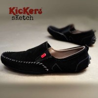 SEPATU SLOP MURAH KICKERS SKETS SUEDE HITAM