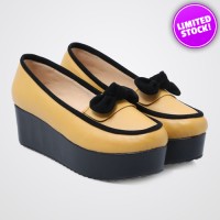 Sepatu Wanita Fashionable - Alive Bella Mustard Platform Wedges