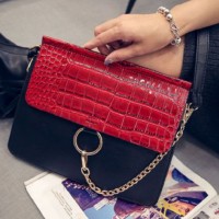 tas fashion import hitam merah promo selempang