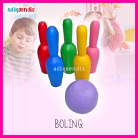 Jual Bowling - Mainan Edukasi Edukatif Anak Bola Kayu Boling Balok Susun Murah