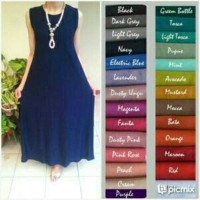 Jual gamis kutung jersey dress maxi / tanpa lengan / yukensi Murah