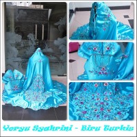 Jual MUKENA SATIN YORYU SYAHRINI BIRU TURKIS Murah