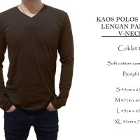 Jual kaos polos Spoof cowok lengan panjang vneck coklat tua Murah