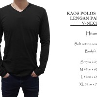 Jual kaos polos Spoof cowok lengan panjang vneck hitam Murah
