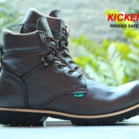 SEPATU KICKERS SAFETY BOOTS RINGGO KULIT COKLAT