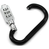 Jual Aluminum Alloy D-type Lock Carabiner with 3 Dial Password Padlock Silv Murah
