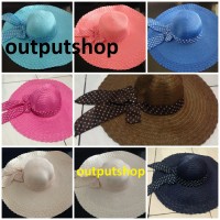 topi pantai floppy hat import anyaman lebar setengah meter