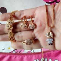 Set Perhiasan Xuping Lapis emas 18k anting/cincin/gelang/kalung